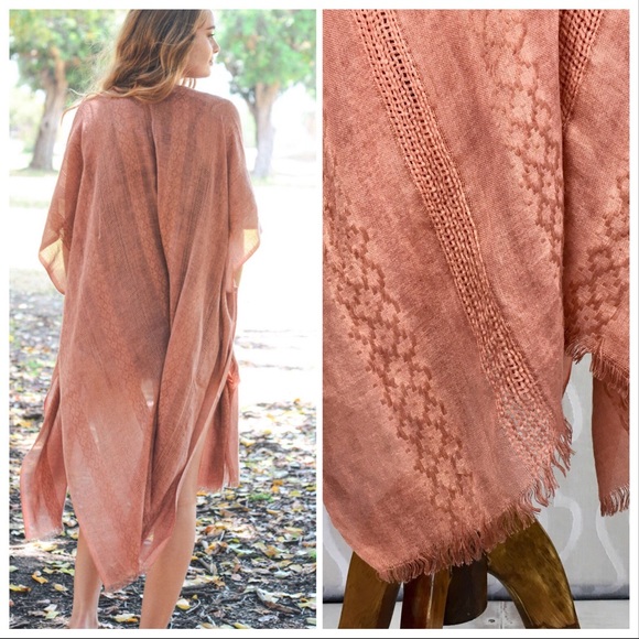 *CLEARANCE* Boho Burnout Copper Kimono - Picture 3 of 8